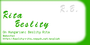 rita beslity business card